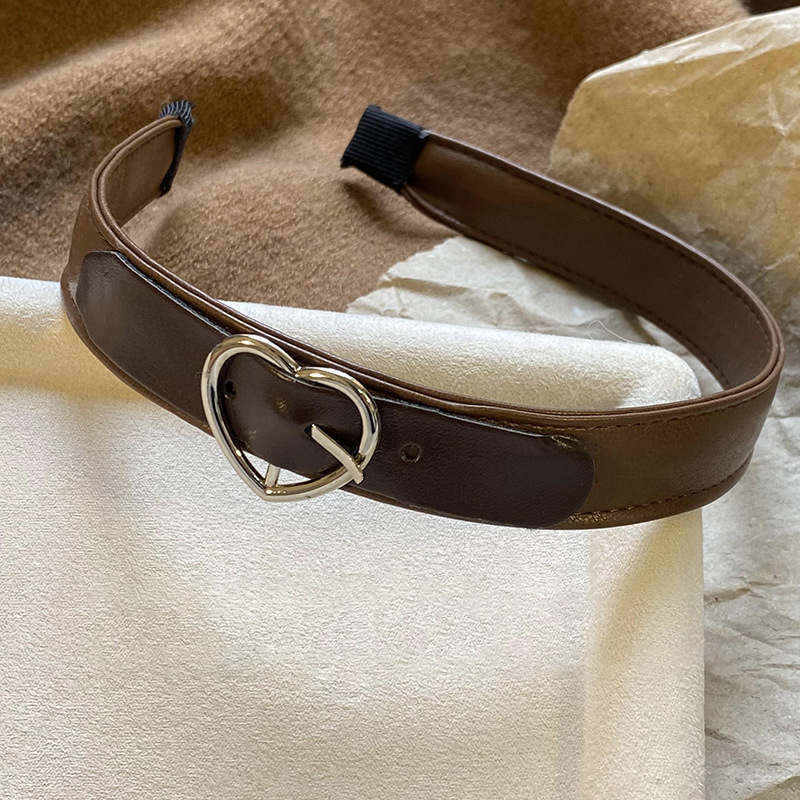 Leatherwork Pony - Fashion Coffee Brown Leather Buckle Hairband