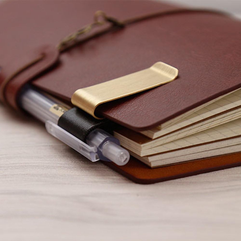 Handmade Leather Brass Stainle - Leather Work Notebook 评论和价格